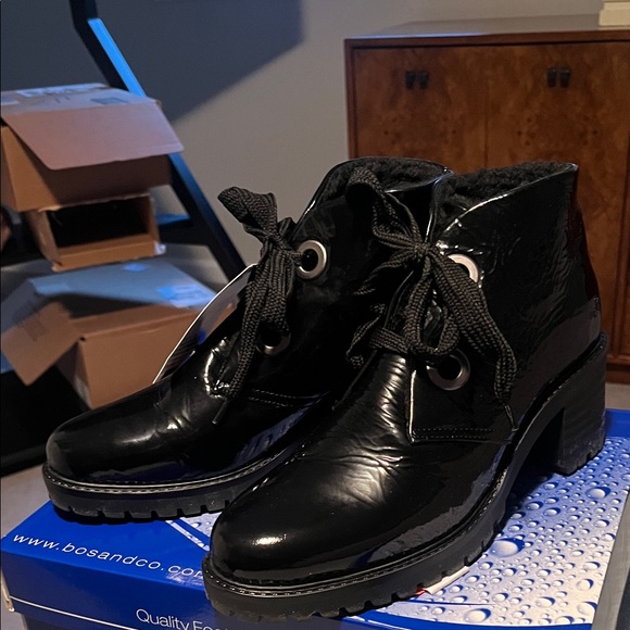 Bos. & Co. Glossy Black Ankle Booties NWT - Picture 6 of 7